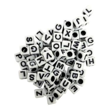 Imagem de Miçangas Letra Dado Branco Letras Preta Dadinho Entremeio 320un Para F