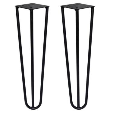 Imagem de Kit 2 Pés de Metal 30 CM Hairpin Legs Mesa de Canto Rack e Puffs Preto