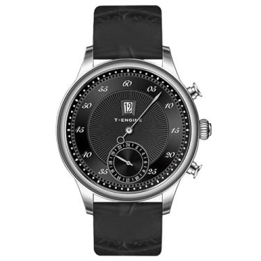 Imagem de Relógios masculinos de quartzo, 50 m, à prova d'água, com pulseira de couro, mostrador grande de 43 mm, relógios masculinos, negócios, trabalho, esporte, casual, vestido, masculino, presente elegante