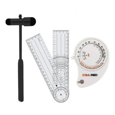 Imagem de Kit Martelo Reflexo Buck Preto + Goniômetro + Fita Antropométrica