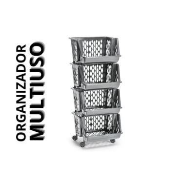Imagem de Organizador Fruteira Desmontavel Com Rodinhas 3 e 4 Andares - Giotto, 