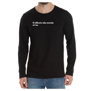 Imagem de Camiseta Manga Frase silêncio não comete erros Criativa - Loja Click C