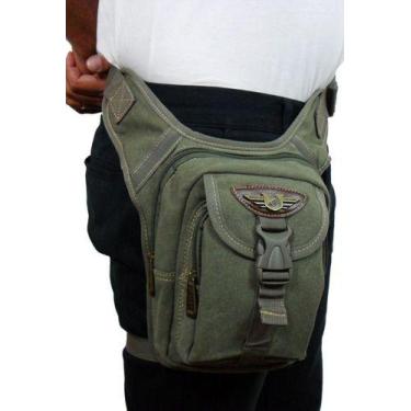 Imagem de Pochete Bolsa Perna Transversal em Lona Resistente - Keuven, Verde