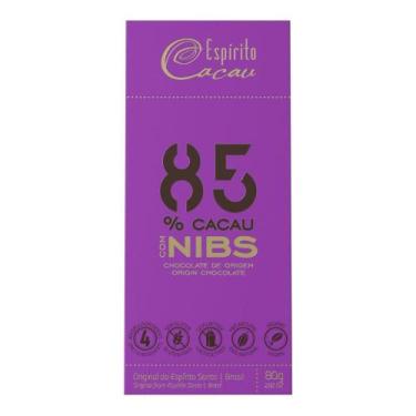 Imagem de Tablete de Chocolate 85% Cacau com Nibs - 80g - ESPÍRITO CACAU