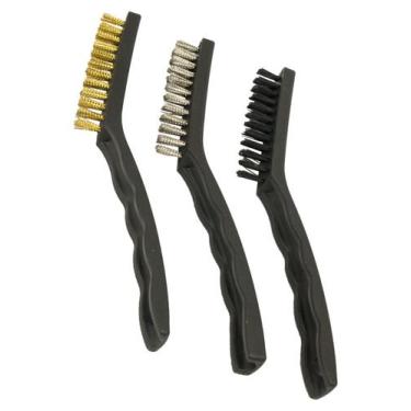 Imagem de Kit 3 Escova De Aço Para Limpar Churrasqueira Limpa Grill - MZA