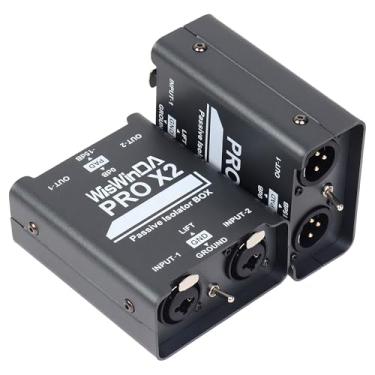 Imagem de WisWinDa 2Channels XLR/RCA/TS/TRS Caixa eliminadora passiva de zumbido para equipamentos de áudio, filtro de ruído isolador de circuito de terra para diferentes sistemas de áudio usando (WDISO-Pro X2)
