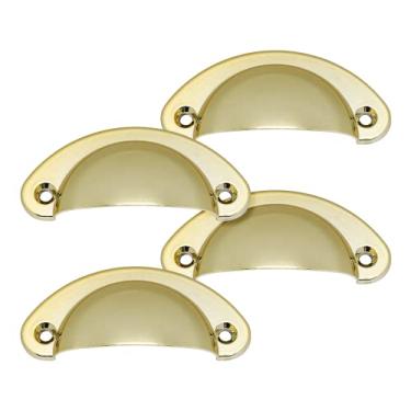 Imagem de Kit 4 Puxadores Para Armário Concha 2 Furos Colonial Moveis (Dourado Brilho)