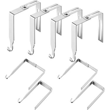 Imagem de Cabides ajustáveis para cubículos universal conjunto de ganchos de metal para espelho de porta, ajustável para painéis com espessura de 3,5 a 8,5 cm para quadro branco de escritório (prata, 4 peças)