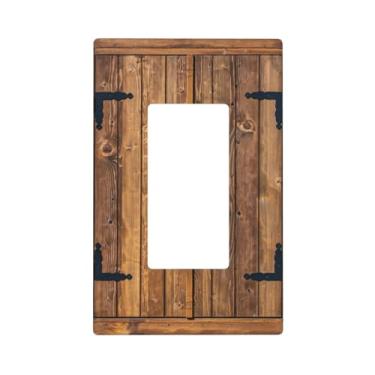 Imagem de Placas decorativas de madeira retrô rústica para interruptores de luz de balancim individuais, 1 placa de parede de balancim