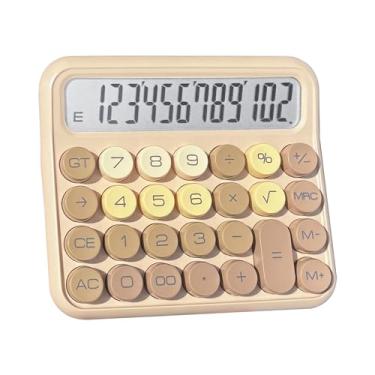 Imagem de Benkaim Calculadora de mesa – Tela LCD grande de 12 dígitos, calculadora de botão grande para uso escolar, doméstico e comercial (gradiente marrom)