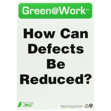 Imagem de Zing Green Products 2036 Plástico reciclado verde no trabalho Placa "How Can Defects Be Reduced?", 35,5 cm de comprimento, 25,4 cm de largura
