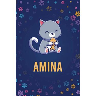 Imagem de Amina : Cute Cat Journal: Notebook With Name On Front Cover, 120 pages College Ruled Notebook Journal & Diary for Writing & Note Taking for Girls and ... Personalized Notebooks For Girls And Women)