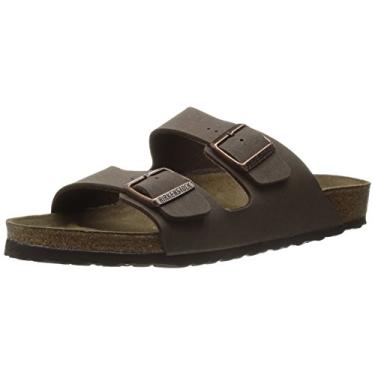 Imagem de Birkenstock Sandália masculina de couro Amalfi com palmilha macia Arizona, Mocha Birkibuc, 12-12.5 Women/10-10.5 Men