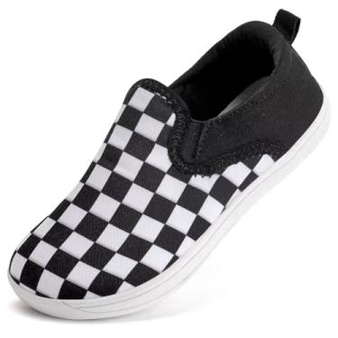 Imagem de WateLves Tênis infantil para crianças pequenas, largo, descalço, para meninos e meninas, minimalista, sem cadarço, de lona, ajuste natural com sola sem queda, Dq437/Malha, 11 Wide Little Kid