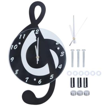 Imagem de Relógio de parede com nota musical silenciosa, decoração digital de quartzo operada por bateria para sala de crianças, escritório, escola, quarto infantil, design exclusivo e