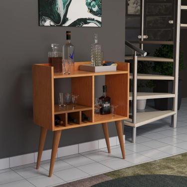Imagem de Aparador Moderno Salas Adega Vinhos Taças Mini Bar Cerejeira