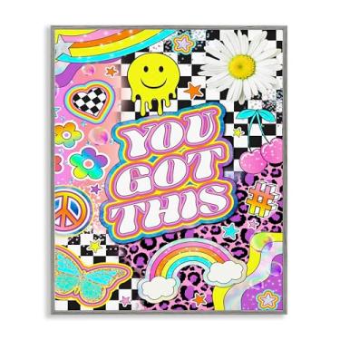 Imagem de Stupell Industries Arte de parede giclée emoldurada Groovy You Got This Collage por Jess Stempel, moldura cinza, 28 x 35 cm