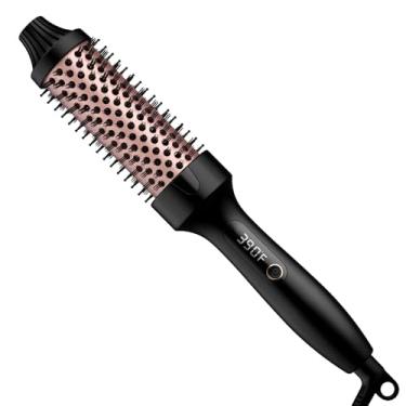 Imagem de Weeyum Escova térmica para aparência de explosão, escova redonda aquecida de 3,8 cm, ferramentas de estilo de cabelo de 3,8 cm para volume de cachos naturais, cerâmica turmalina, dupla tensão, ouro