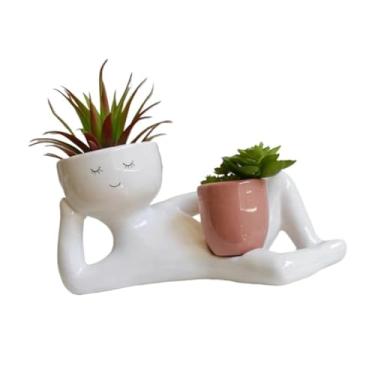 Imagem de LANDENGWANG Vasos de plantador de rosto sorridente, lindos vasos de cerâmica para plantas de interior, vasos de suculentas exclusivos para decoração de jardim, decoração de jardim