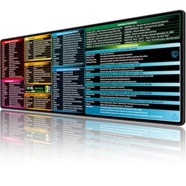 Imagem de BIRSUKL Tapete de mesa Excel, mouse pad de atalhos e funções do Excel, grande GG (80 x 30 x 0,3 cm), tapete de mesa de escritório para PC, tapete de teclado impermeável, borda costurada antiderrapante