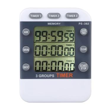 Imagem de Timer de Cozinha de 3 Canais Digitais, 3 Canais Contagem de Cronômetro para Cima/para Baixo, Timer de 3 Canais para Cozinhar Com Alarme, Medidor de Hora de Contagem Regressiva