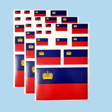 Imagem de Ruoming Ruoming Conjunto de adesivos da bandeira nacional, vários tamanhos, 3 folhas (Liechtenstein)