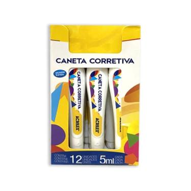 Imagem de Caneta Corretiva Acrilex 5Ml Metal Branca Cx Com 12 110719