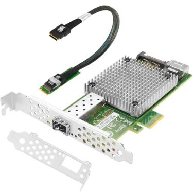 Imagem de Euqvos Placa de rede Ethernet M.2 para 10 GB, porta SFP+ única, chip Intel 82599, chave M.2 + SFF 8087, 100/1000/10000 Mbps, com cabo de 0,35 m, placa de rede de 10 Gigabit para Windows/Windows