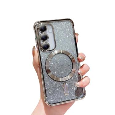 Imagem de Doowear Capa para celular Galaxy A15 com glitter magnético [compatível com carregador Magsafe] Capa para celular com proteção total para Samsung Galaxy A15-Prata