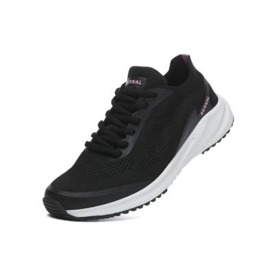 Imagem de Bernal Tênis feminino moderno, confortável, de malha, respirável, leve, para caminhada, tênis, ioga, academia, treino, casual, trabalho, esporte, Preto, 38