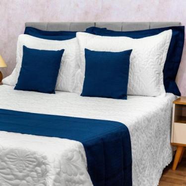 Imagem de Kit 5 Peças Decoração Sala Peseira Queen Piquet Cama Posta Luxo - Dryk
