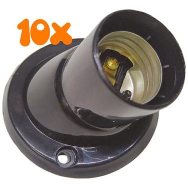 Imagem de Kit 10 Soquete Porta Lâmpada Plafon Plafonier Inclinado 25 graus E27 P