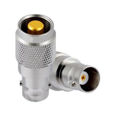 Imagem de POBADY 2PCS BNC Fêmea Walkie Talkie Adaptador 50 Ohm BNC Fêmea para Cabeçalho Plano Adaptador Coaxial RF de Alta Frequência para Rádio Portátil Bidirecional Walkie Talkie Antena Adaptador Cabo