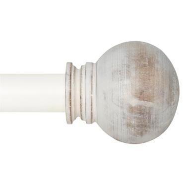 Imagem de Deco Window Varão de cortina ajustável para janelas de 45,7 a 111 cm, extensível, resistente, 2,5 cm, varões de cortina de ferro extensível de 2,5 cm com acabamentos de esfera de madeira, varões de