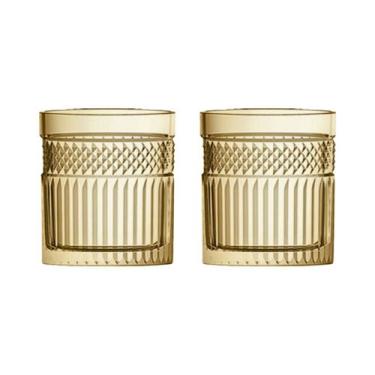 Imagem de Copo Baixo de Vidro LHermitage Para Whisky 330 ml Palace Âmbar 2 Peças