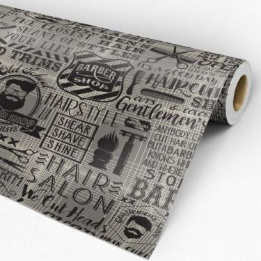 Imagem de Papel de Parede Temático Para Barbearias Com Desenhos 3,3m - NoBrand