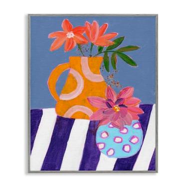 Imagem de Stupell Industries Blue Whimsy Farm Vase Gray Framed Giclee Wall Art Design por Nikita Jariwala, 61 x 76 cm