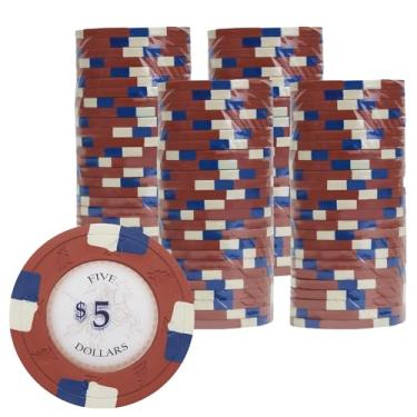 Imagem de Gamers Lounge Poker Knights fichas de pôquer de 13,5 gramas (pacote com 100) - composto de argila inspirado no cassino ($5 vermelho)
