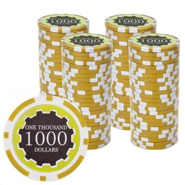 Imagem de Gamers Lounge Fichas de pôquer Eclipse 14 gramas (pacote com 100) - Composto de argila pesada ($1.000 amarelo)