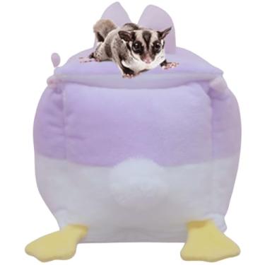 Imagem de Cama pequena macia para animais de estimação, bolsa de ninho de hamster, linda casa de rato, acessórios de gaiola de esconderijo, roupa de cama removível para ouriço de urso dourado Gerbil Degu (roxo,