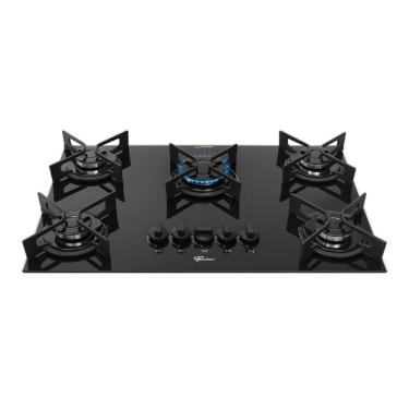 Imagem de Cooktop a Gás Fischer 5 Bocas Fit Line Trempe Iron Preto Bivolt