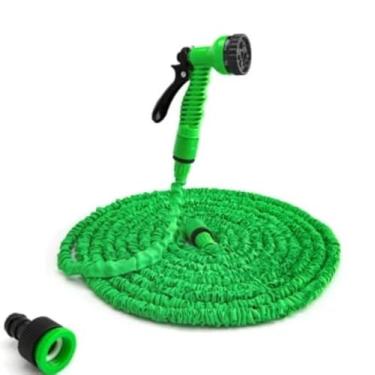 Imagem de Mangueira Expansível Reforçada, 30 Metros, Verde, com Esguicho Multifunção, para Casa, Jardim, Carro e Pet