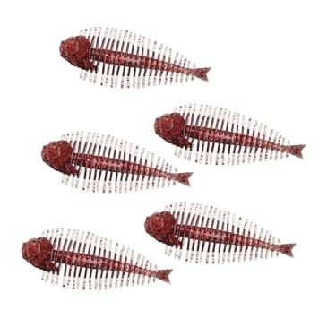Imagem de Dynwave 5 peças Kit de iscas de pesca macia Lures artificiais Lues LAKEIROUROUROUR AO ALGULAÇÃO VIVIDONGLER VIDLENTE PARTIMENTO ACESSÓRIOS, Vermelho