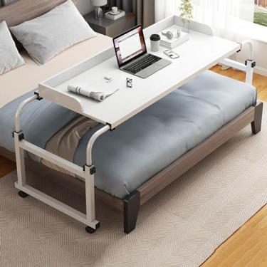 Imagem de Mesa superior para mesa de trabalho ajustável com altura e comprimento para cama cruzada - Escrivaninha multifuncional elástica e preguiçosa com rodas