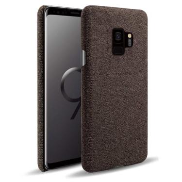 Imagem de Capa para Samsung Galaxy S9,Capa desenhada em lona,Case Protetora Ultrafina com Empunhadura Macia,Design em Tecido Antichoque e Antiarranhões-Brown