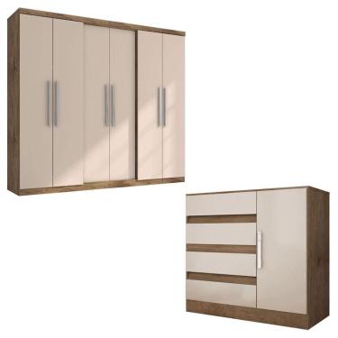 Imagem de Cômoda 8000 e Guarda Roupa Casal 6000 Demolição Baunilha – Araplac