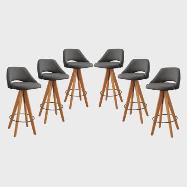 Imagem de Kit 6 Banquetas Giratórias Estofadas com Encosto Nicole Preto