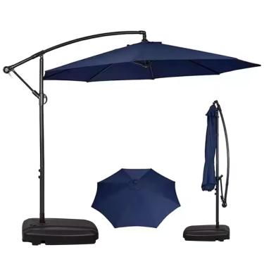 Imagem de Ombrelone Lateral Suspenso 3m Kauai Azul Com Base Plástica 55L Jardim Piscina - amz