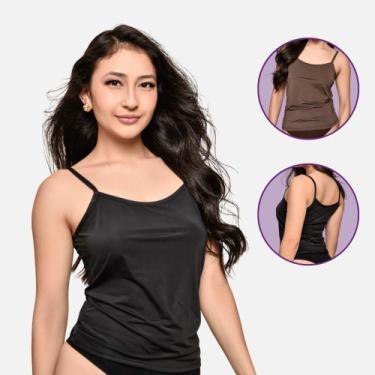 Imagem de Kit 2 Blusa Regata Segunda Pele Impllus Alça Fina Conforto, M, Pto, Cf