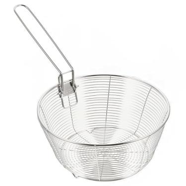 Imagem de Cabilock Cesta de fritura de aço inoxidável, cesta de fritura de camarão, cesta de fritura, tapete de fritura a ar para forno, fritadeira, panelas, bandeja de fritadeira, despensa, dreno, cesto de